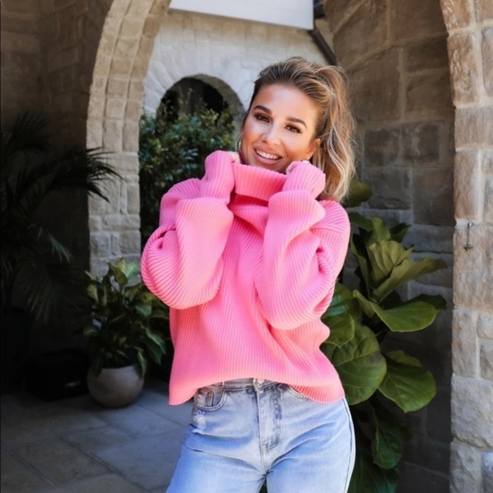 Hot Pink Kittenish Knit Sweater